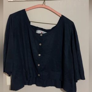 Navy blue cropped button up cardigan size 22/24